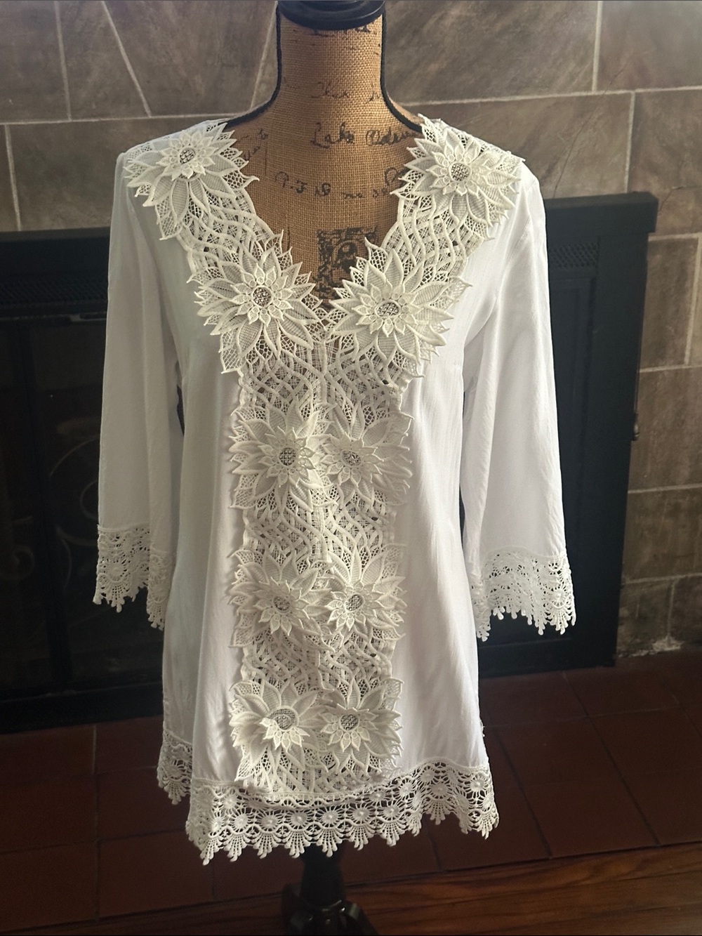 Solitaire Crochet Floral V-Neck Swim Coverup